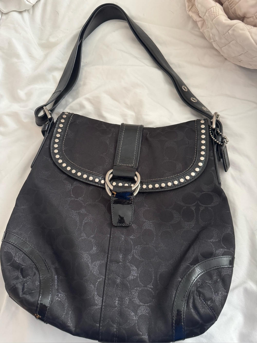 Coach studded hobo Black Women's Shoulder Bag with Stud Accent